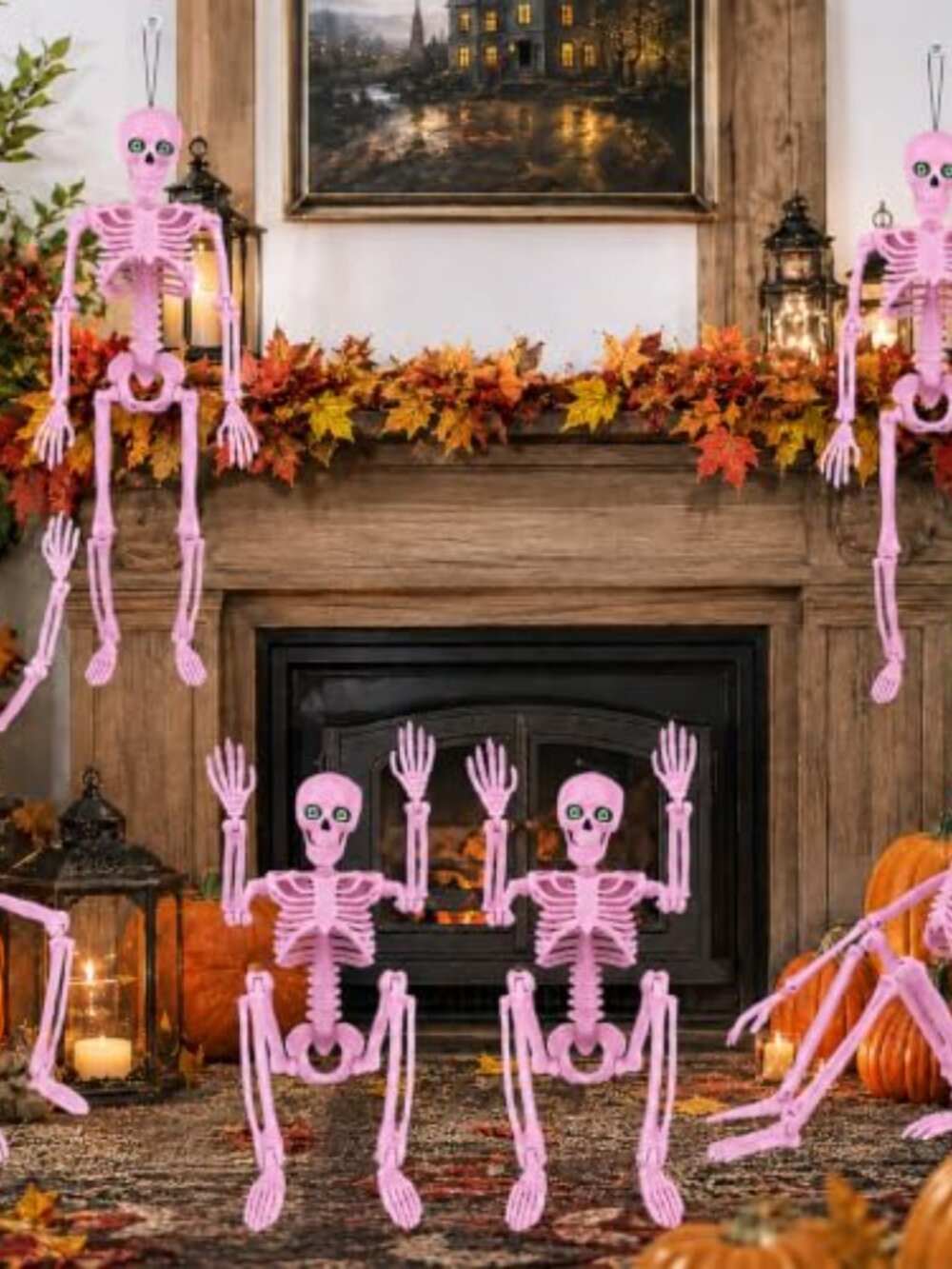 6 Pack 16" Halloween Pink Skeleton Decoration - Picture 3 of 6